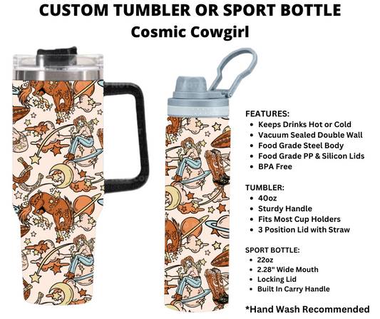 Cosmic Cowgirl Custom Tumbler or Sport Bottle