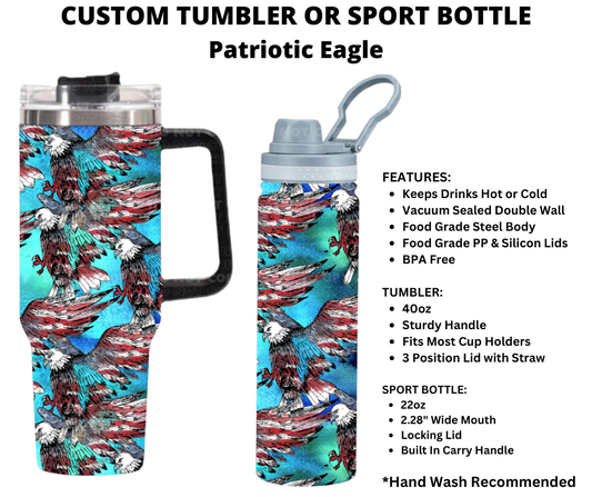 Patriotic Eagle Custom Tumbler or Sport Bottle