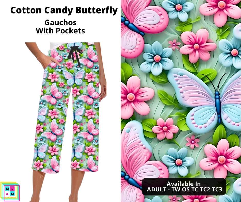 Cotton Candy Butterfly Capri Gauchos