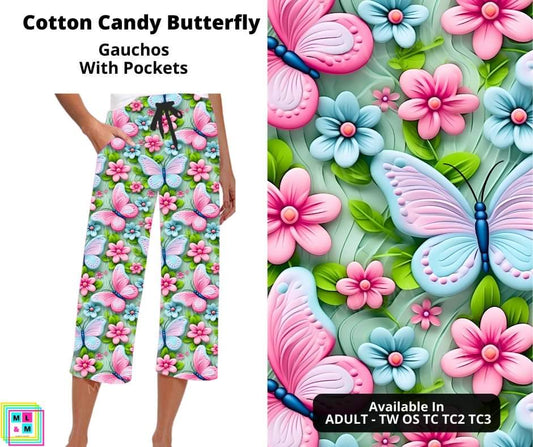 Cotton Candy Butterfly Capri Gauchos