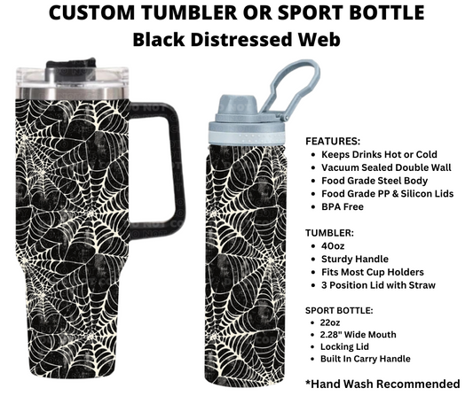 Black Distressed Web Custom Tumbler