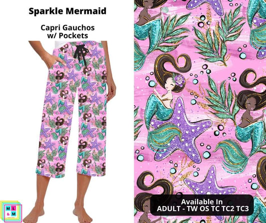 Sparkle Mermaid Capri Gauchos