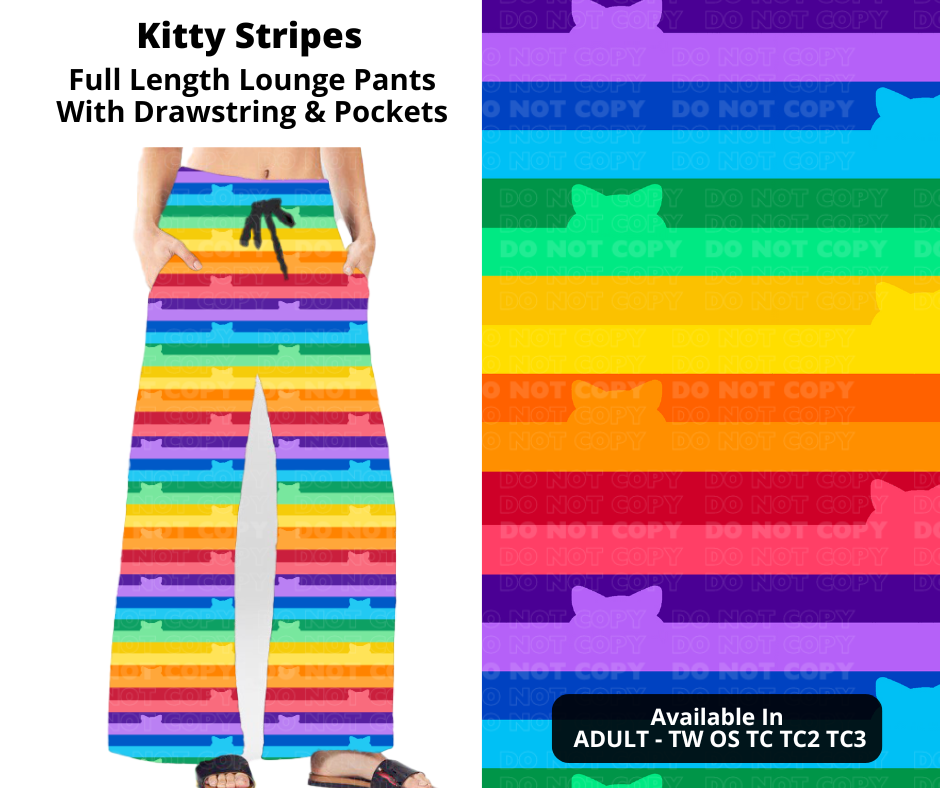 Preorder! Closes 12/2. ETA Feb. Kitty Stripes Full Length Lounge Pants