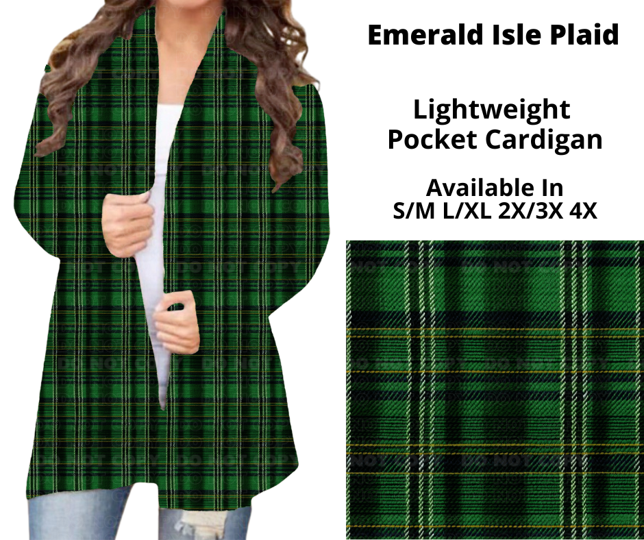 Preorder! Closes 12/9. ETA Feb. Emerald Isle Plaid Pocket Cardigan