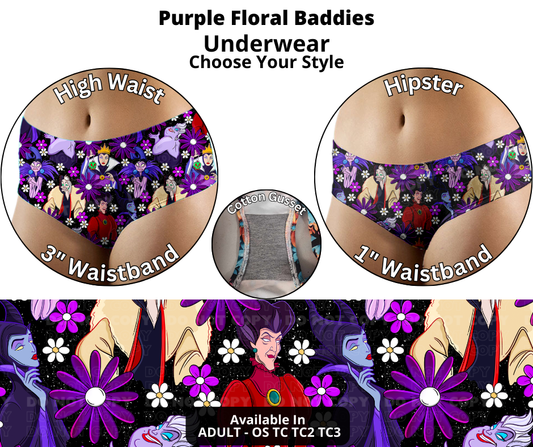 Preorder! Closes 12/12. ETA Feb. Purple Floral Baddies Hipster & High Waist Underwear