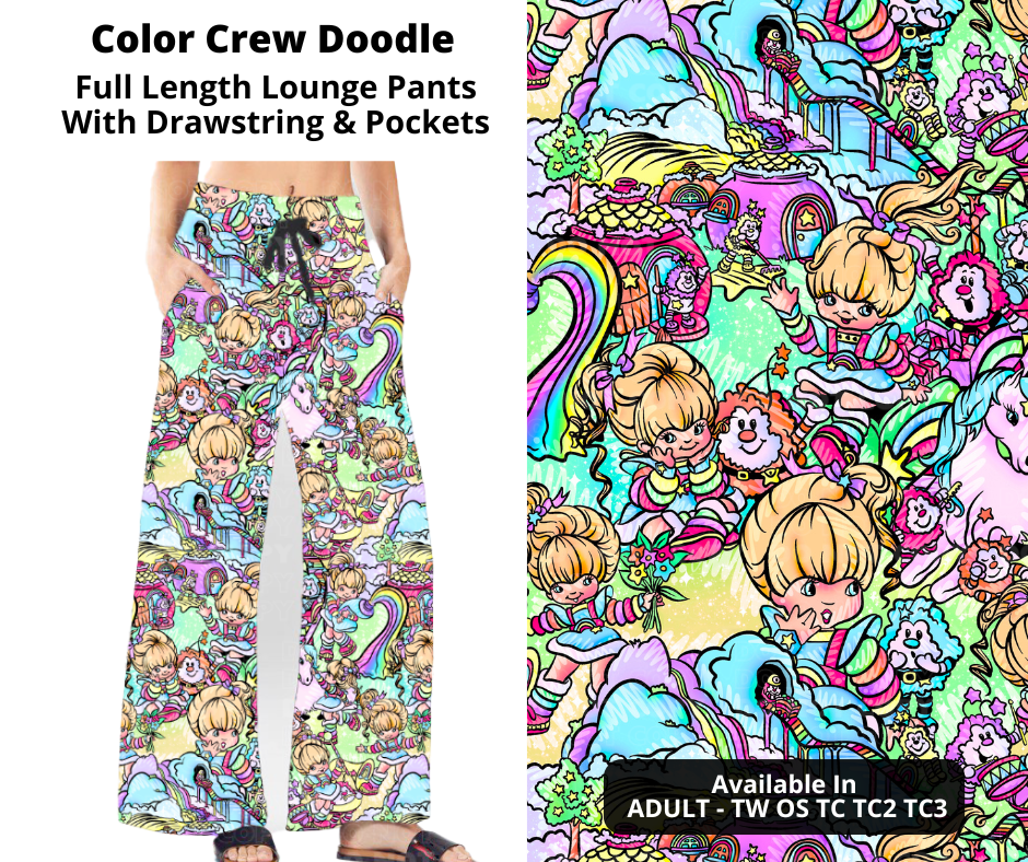 Preorder! Closes 12/2. ETA Feb. Color Crew Doodle Full Length Lounge Pants