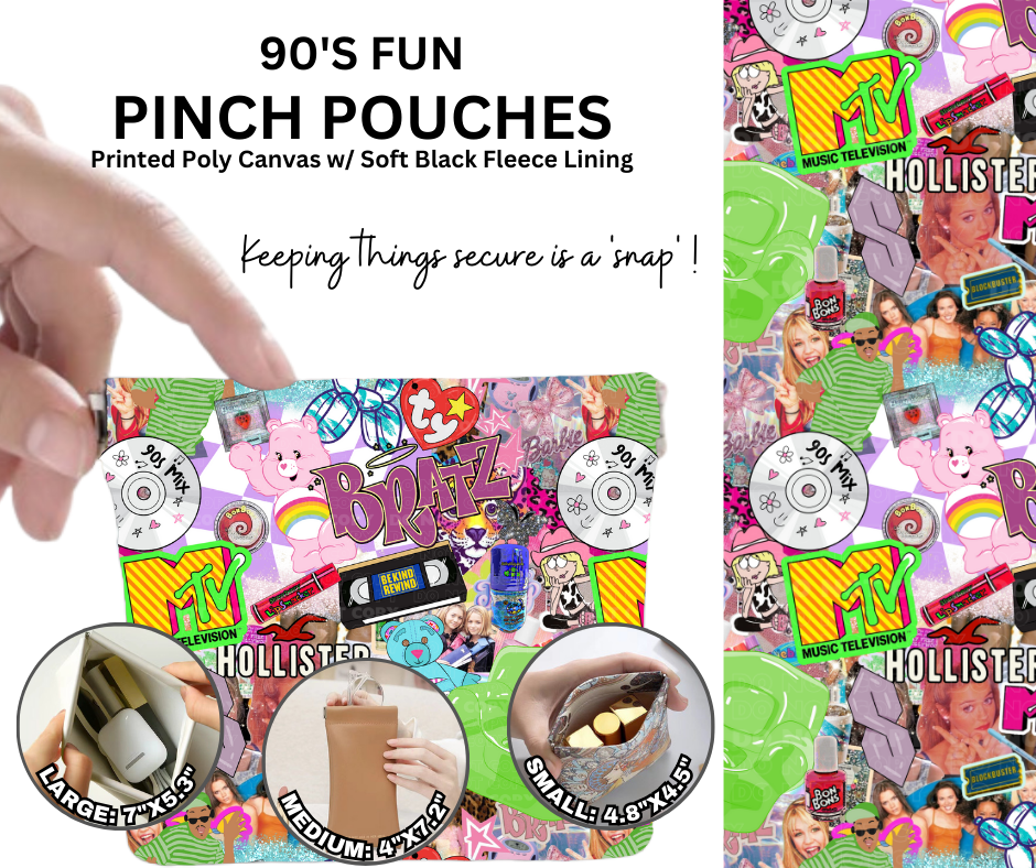 Preorder! Closes 12/5. ETA Feb. 90's Fun Pinch Pouches in 3 Sizes