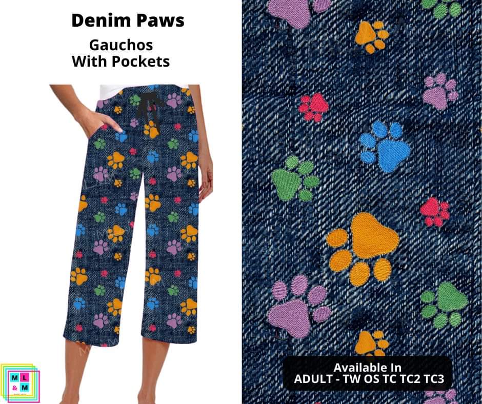 Denim Paws Capri Gauchos