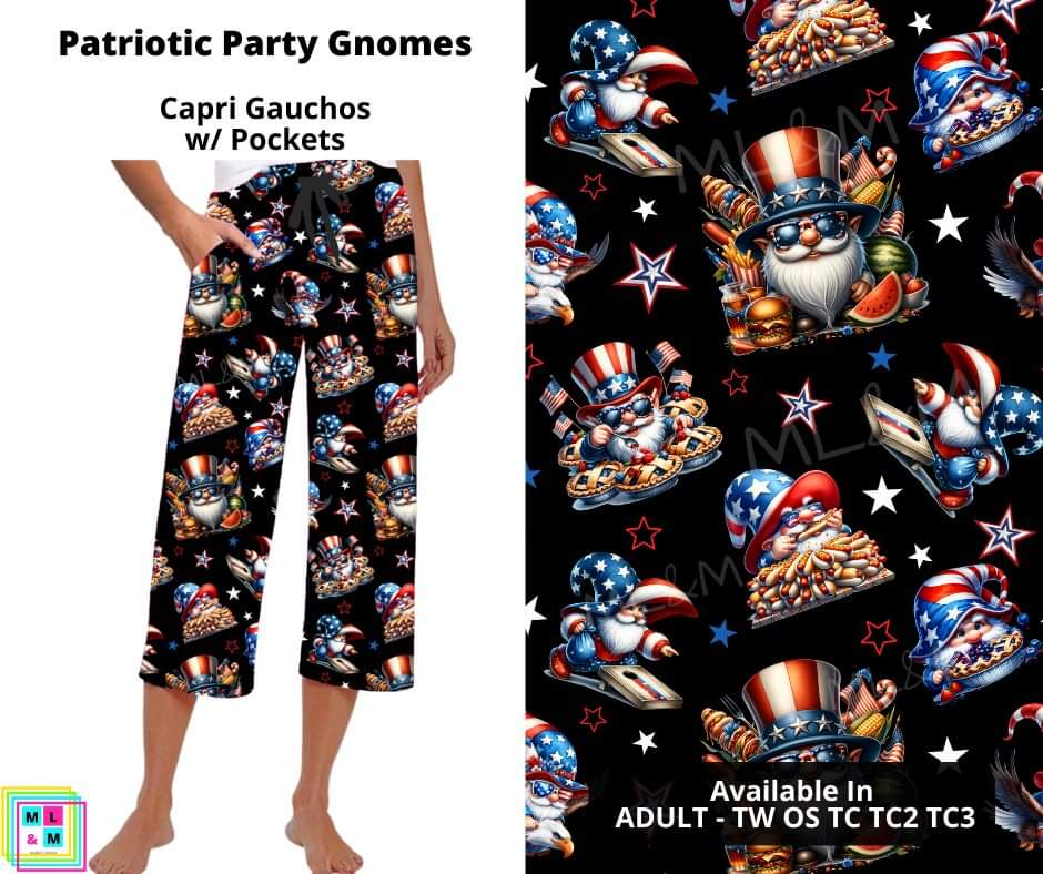 Patriotic Party Gnomes Capri Gauchos