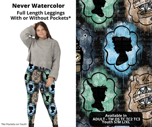 Preorder! Closes 12/2. ETA Feb. Never Watercolor Full Length Leggings w/wo Pockets