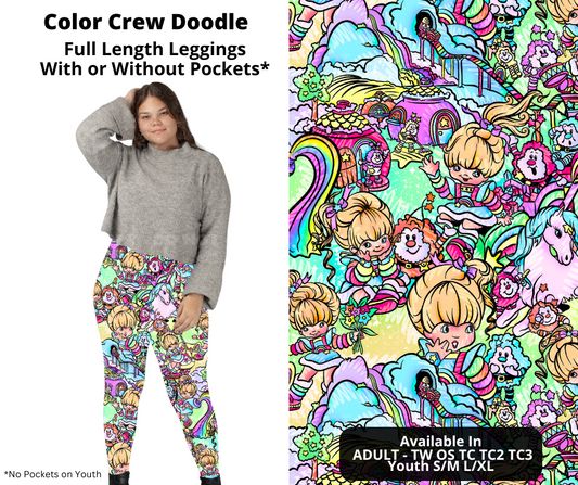 Preorder! Closes 12/2. ETA Feb. Color Crew Doodle Full Length Leggings w/wo Pockets