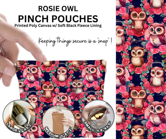 Preorder! Closes 12/5. ETA Feb. Rosie Owl Pinch Pouches in 3 Sizes