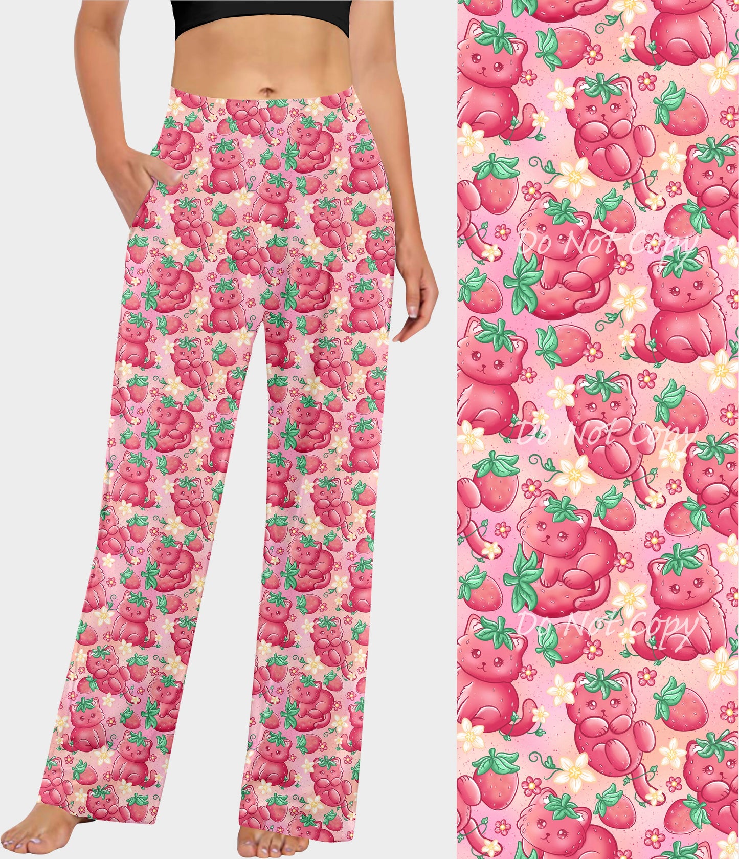 RTS - Strawberry Kitty Lounge Pants