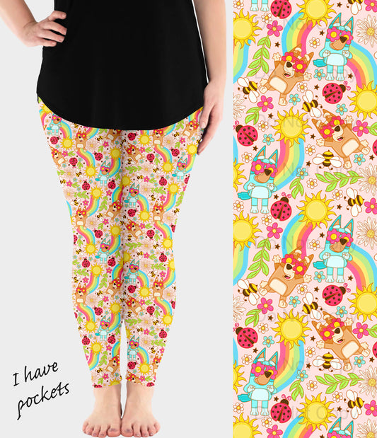 RTS - Summer Blues Leggings w/ Pockets