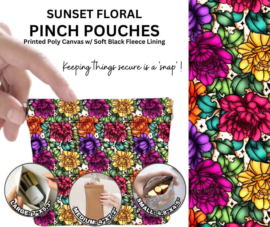 Preorder! Closes 12/5. ETA Feb. Sunset Floral Pinch Pouches in 3 Sizes